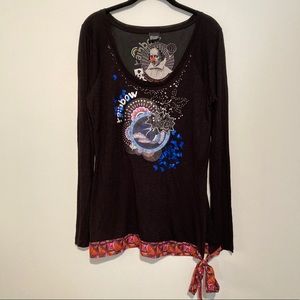 Desigual top size xl slim fit black long sleeve